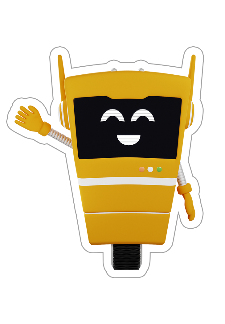 Tim, the Lutains mascot, saying hello